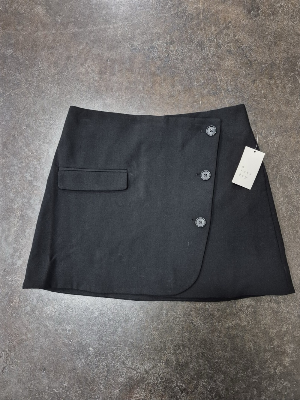 a new day Black Asymmetric Button-Front Midi Skirt b204